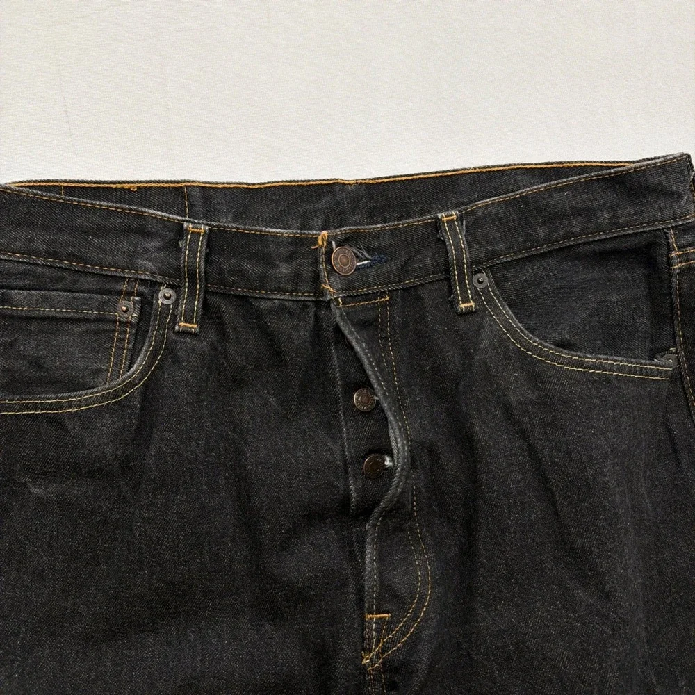Levi's Jeans 501 Original Fit Button Fly Dark Wash Black Mens 34x32